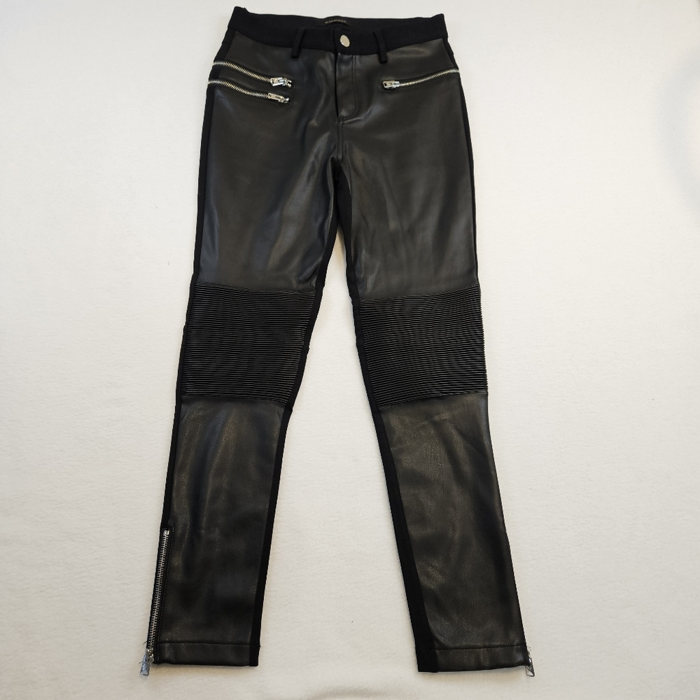 Black Faux Leather Moto Skinny Pants